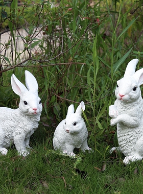 新款庭院花园装饰户外草坪景观创意仿真卡通动物兔子树脂工艺摆件