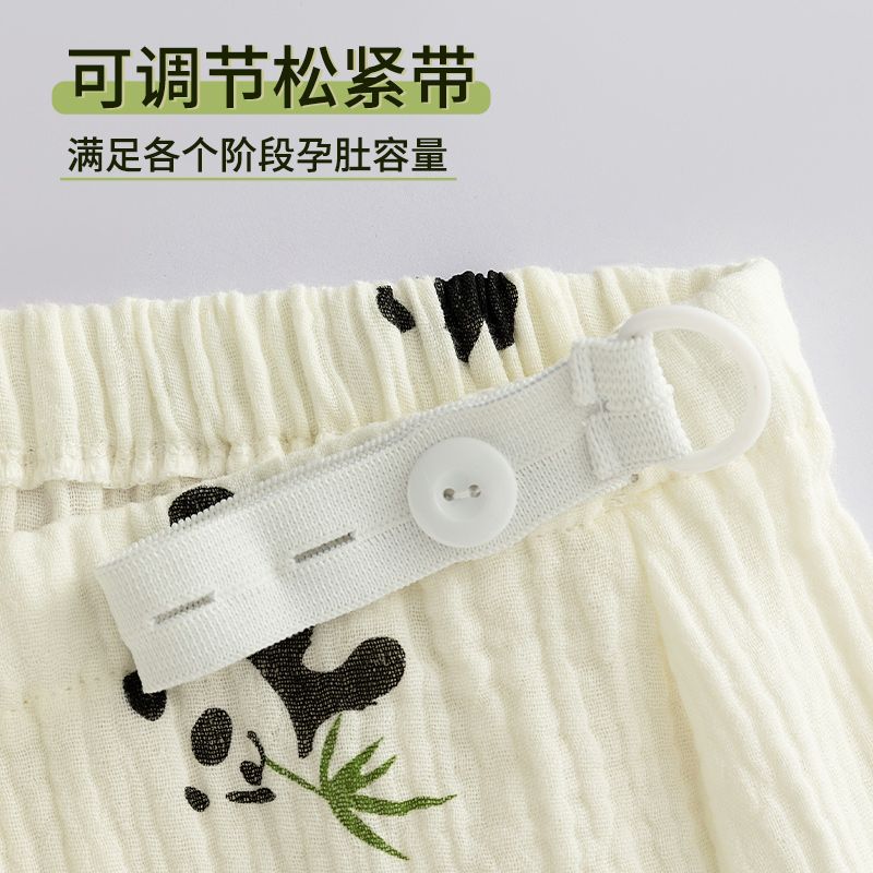 纱布月子服春夏季薄款带胸垫纯棉产后产妇孕妇睡衣哺乳喂奶衣透气-图2