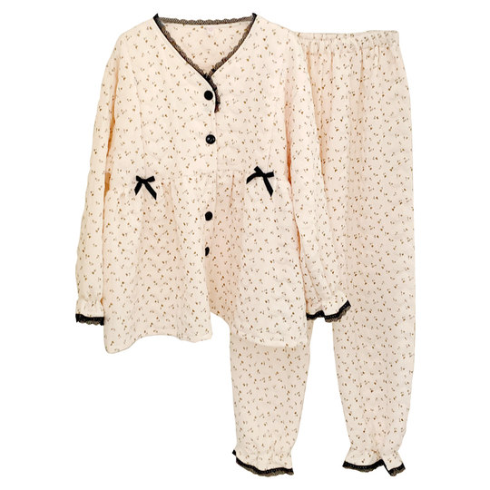 Pure cotton air cotton confinement clothes spring and autumn postpartum autumn and winter style thickened pregnant women pajamas breastfeeding clothes during pregnancy