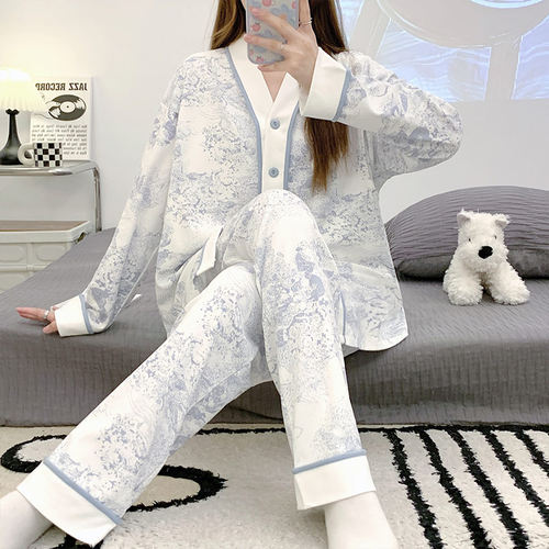 带胸垫月子服春秋纯棉产后产妇哺乳家居服夏季薄款孕妇睡衣喂奶衣 - 图2