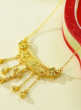 古法金色花丝凤凰牡丹锁骨链