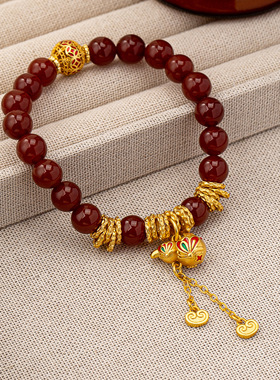 红玛瑙串珠手链古法国风葫芦盘缠福气满满轻奢百搭高级感吉祥手串