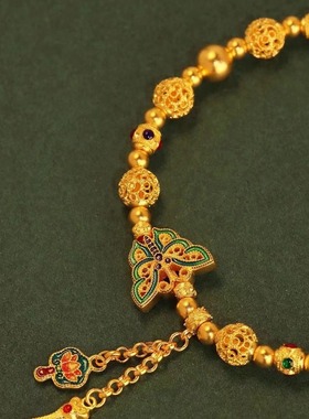 新古法蝴蝶手串清新优雅珐琅烧蓝复古手链时尚古典