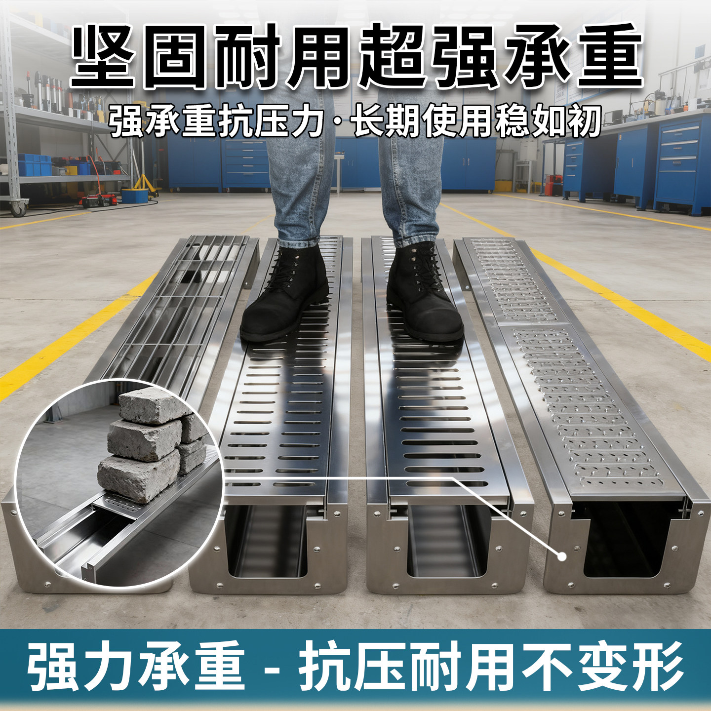 不锈钢排水沟U型槽成品沟304厨房餐饮下水道地沟盖板明沟车间水沟,淘宝优惠券,粉丝福利购,淘宝优惠卷