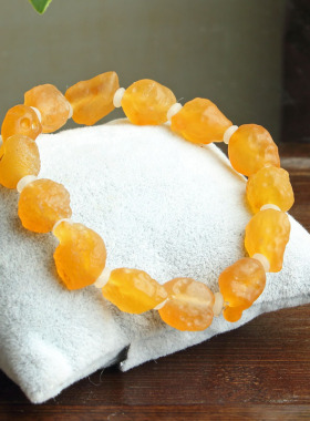 阿拉善玛瑙手链 葡萄干玛瑙 筋脉糖心彩色玉石手链 民族风 戈壁石
