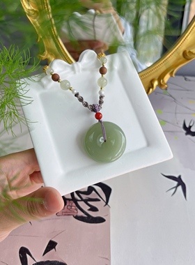 天然和田玉晴水平安扣吊坠男女款玉石挂件项链玉坠玉佩挂件