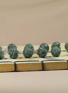 和田玉散珠十二生肖三合手链鼠虎兔龙马猴狗猪蛇圆珠六合手串配珠