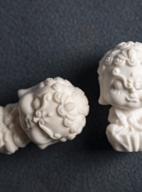 鹿角根付不动明王菩萨文玩雕刻把件生肖鸡守护神手串手持吊坠配珠