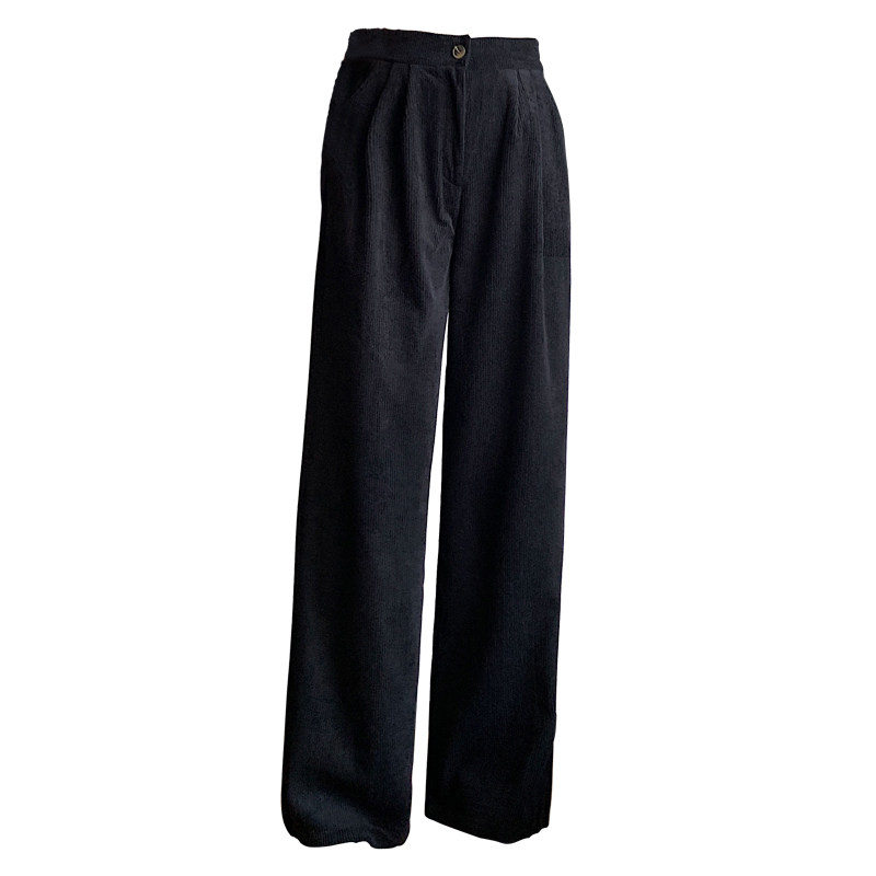 灯芯绒女秋冬2021新款高腰阔腿裤 述颜休闲裤