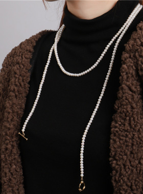 4-5mm近圆强光诸暨珍珠链自然百搭型项饰女淡水珍珠毛衣链