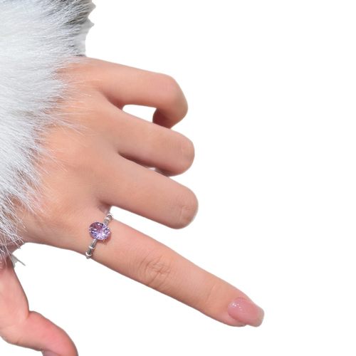 s925纯银天然紫水晶烟花切鸽子蛋戒指女轻奢小众设计高级感精致 - 图3