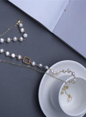 天然巴洛克淡水珍珠流苏手链气质优雅百搭毛衣链手工异形手串潮流