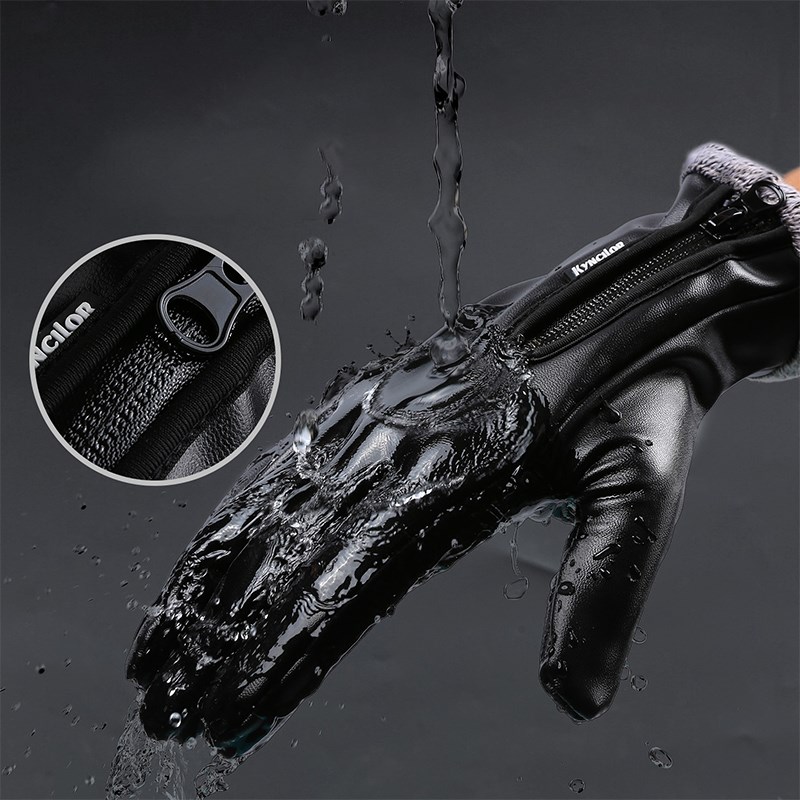 Autumn Winter Men Touch Screen Leather Gloves Waterproof - 图2