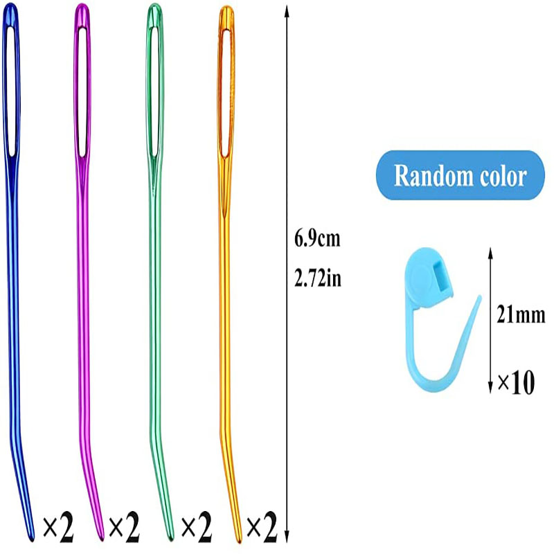 8 Pcs Aluminum Bent Tip Tapestry Darning Knitting Needles - 图0