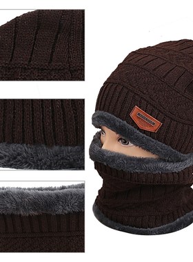 Coral Fleece Winter Hat Beanies Men's Hat Scarf Warm Breatha