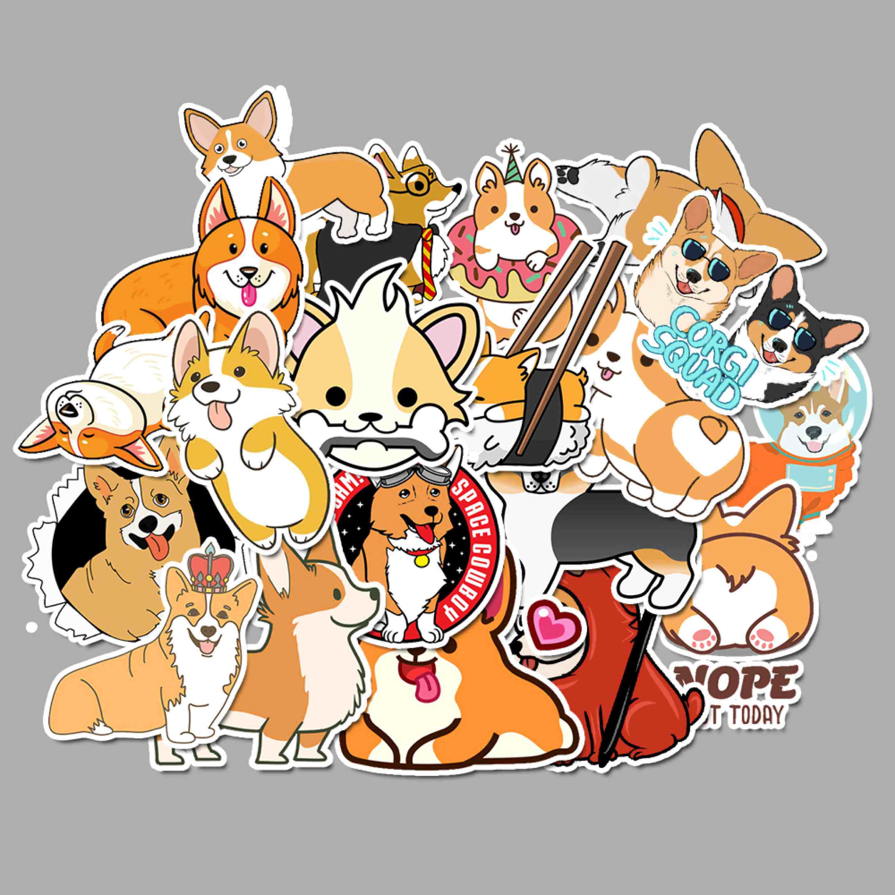 50pcs cute animal dog corgi waterproof sticker pet dog deco - 图3