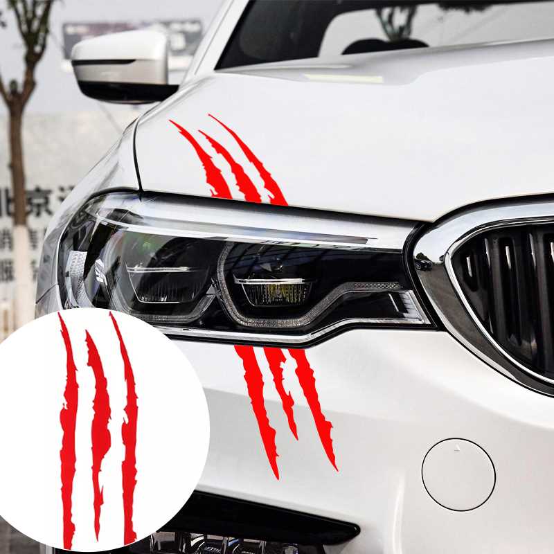 1/2/4/6PCS Car Stickers Reflective Monster Claw Marks Scratc - 图2