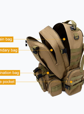 50L Tactical Backpack,Men's Military Backpack,4 in 1Moll
