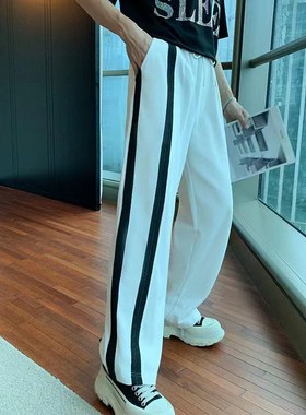 2021 Men's Stripe Printing Casual Pants Fashion Straight Pan