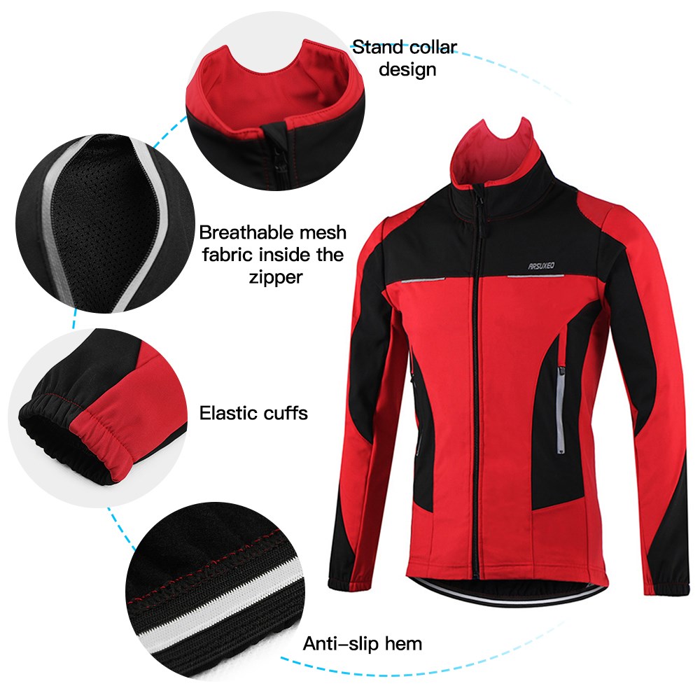 Arsuxeo Men Cycling Jacket Warm Thicken Windproof Waterproof - 图3