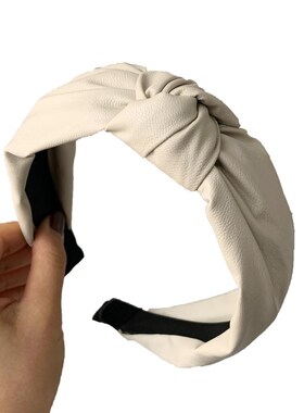 Retro Knotted Headband Handmade PU Leather Hairbands For Wom