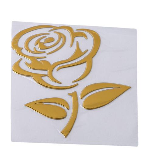 Fashion 3D Stereo Rose Car Rearview Mirror Stickers Gold Sil