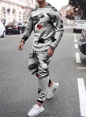 Summer leisure sports suit men's new 3D playing card