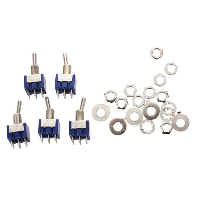 5Pcs  Pin 2P2T DPDT ON-OFF-ON Toggle Switch & 5Pcs 6 Pin - 图1