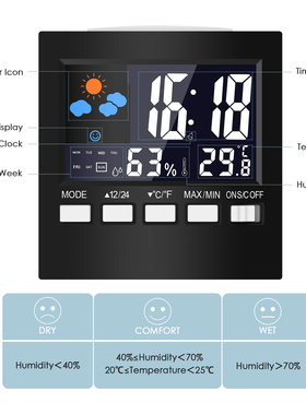 Weather Forecast Station Alarm Clock LCD Screen Temperature