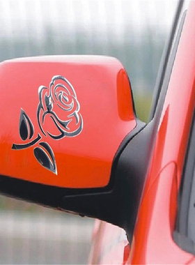Fashion 3D Stereo Rose Car Rearview Mirror Stickers Gold Sil