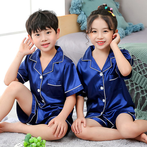 Girls Pajamas Set Summer Short Sleeve Children	s Slee - 图1
