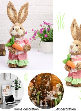 12 inch Standing Bunny with Carrot Handmade Figurine for Eas