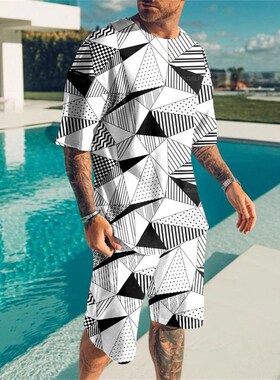 Men's sports suit T-shirt + shorts workout clothes 2-piece s