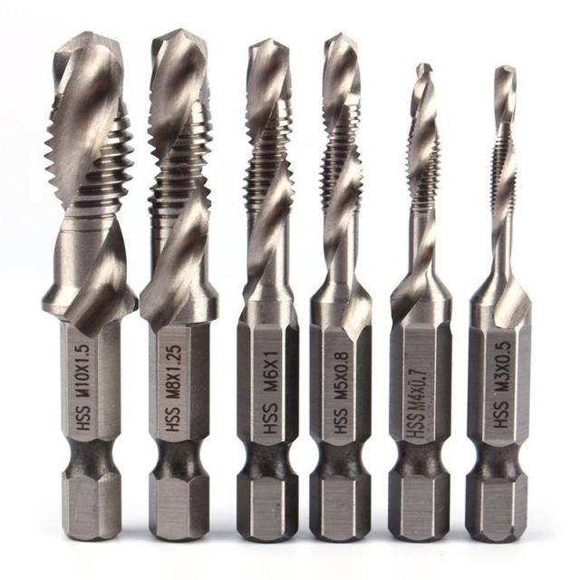 6pcs/set 1/4 Hex Shank Drill Bit HSS Screw Tap Drill Bits Si-图0