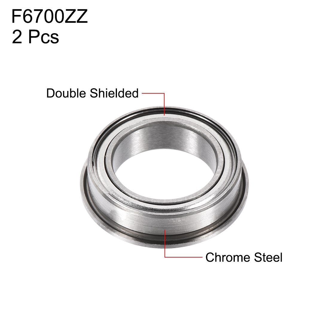 2pcs F6700ZZ Flange Ball Bearing 10mmx15mmx4mm Double Metal - 图0