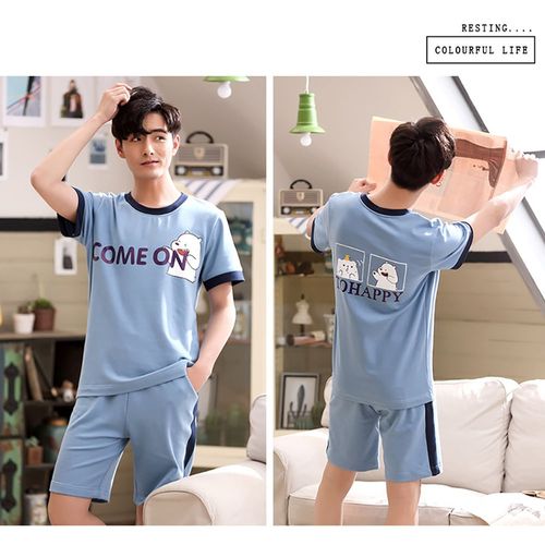 Summer Cartoon Pajamas for Men Sleepwear Short Sleeve Sleep - 图2