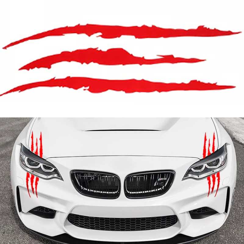 1/2/4/6PCS Car Stickers Reflective Monster Claw Marks Scratc - 图0