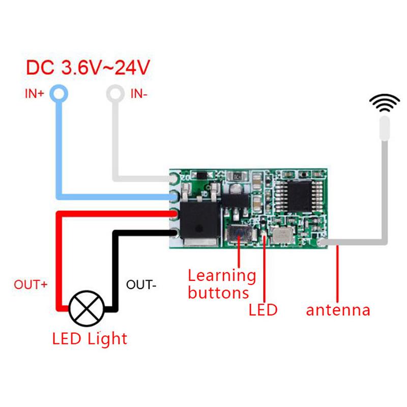 10X DC 3.6V-24V 433 Mhz 1CH RF Relay Receiver Wireless Remot-图3