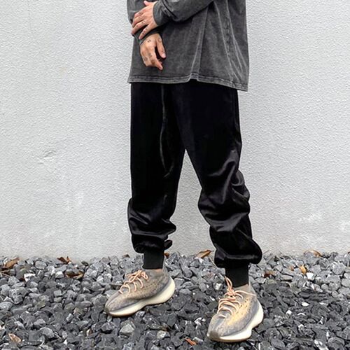 Harajuku Streetwear Joggers Fleece Solid Casual Sweatpants M-图3