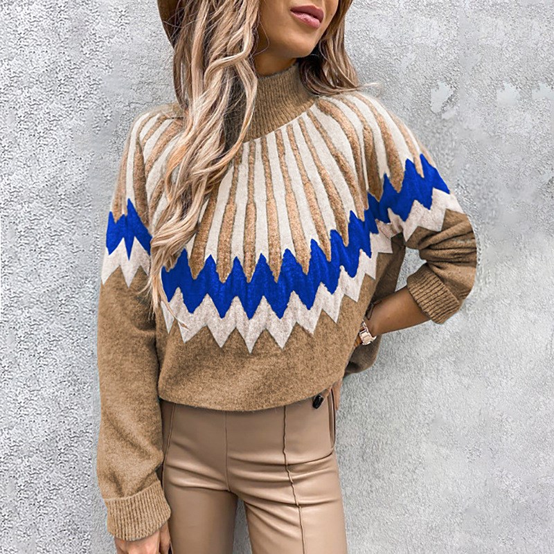 Autumn Winter Women's Turtleneck Sweater Casual Knitting Lon - 图1