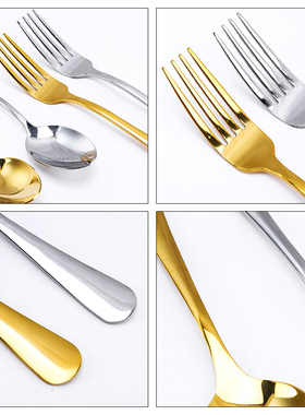 24 Pcs/set Stainless Steel Cutlery Dinnerware Golden Table C
