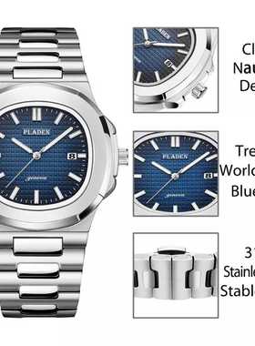 PLADEN Sports Men's Watches Luxury Stainless Steel Water