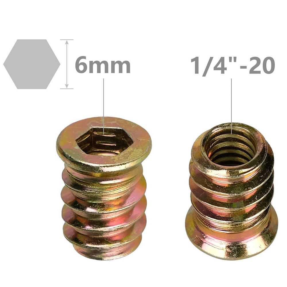 100Pcs 1/4inch-20 x 15mm Furniture Screw in Nut Threaded Woo-图2