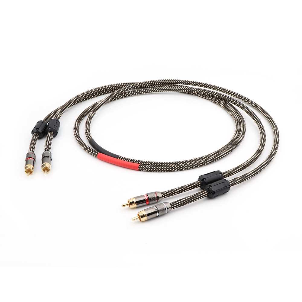 Pair 5N OCC Pure Copper RCA InterConnect Audio Cable with Go - 图0