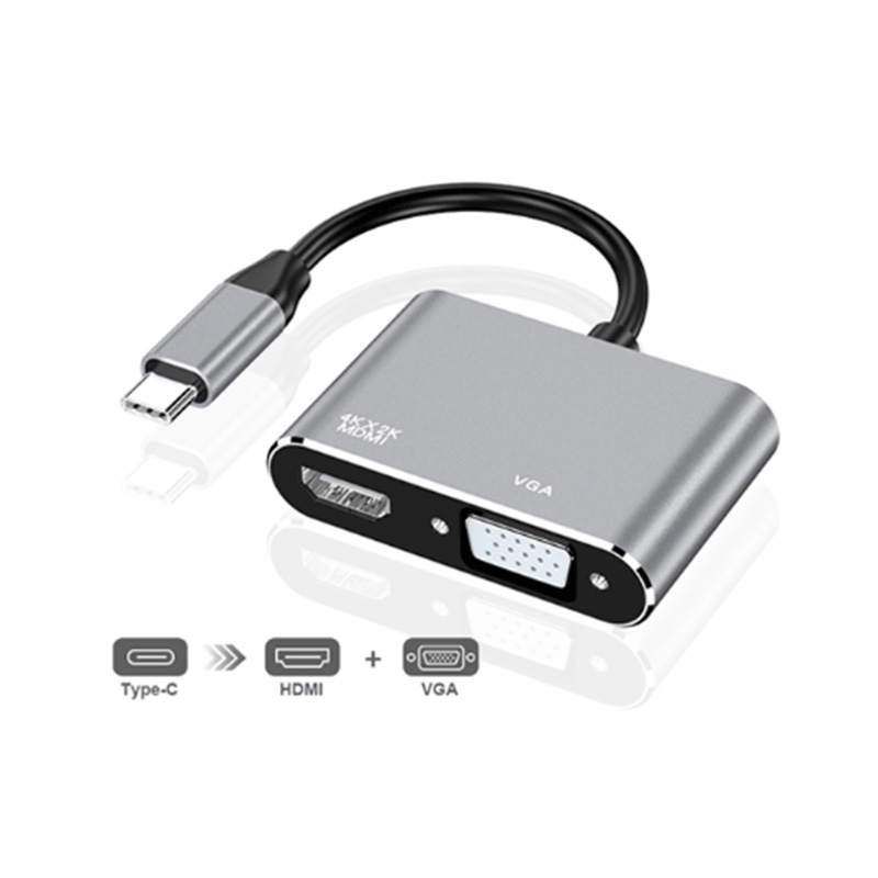 Type-C to HDMI+Vga Computer Monitor Cable Apple Converter Do - 图2