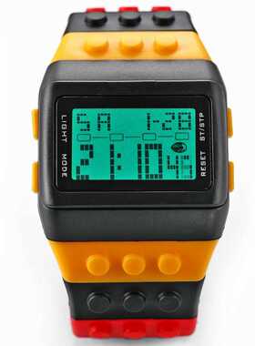 Rainbow Rubber LCD Alarm Men's Ladies Black Case Sport W