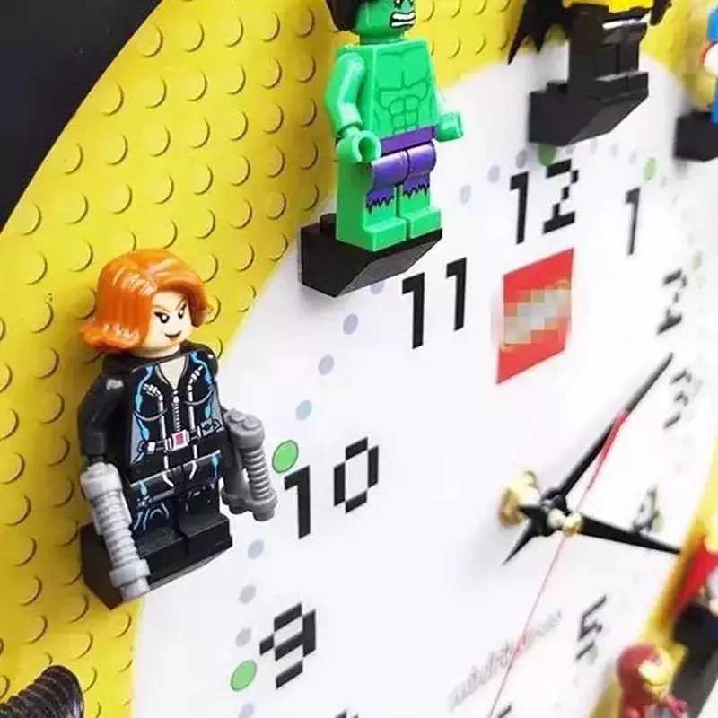 3D Building Blocks Wall Clock Superhero Wall Decorate Childr-图1