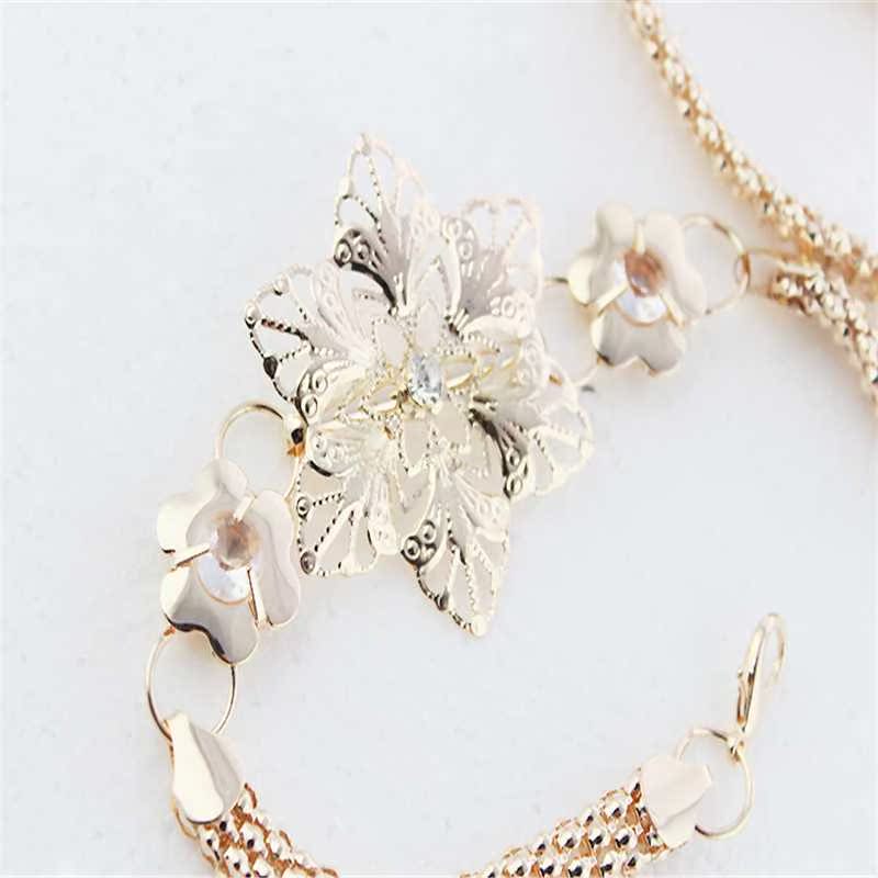 Women Flowers Gold Waist Chain Belt Woman Dress Accessories-图2