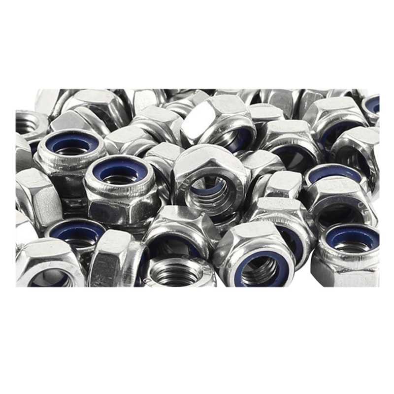 50 Pcs 304HC A2 70 Hex Nylock Lock Nut M8 8mm - 图0