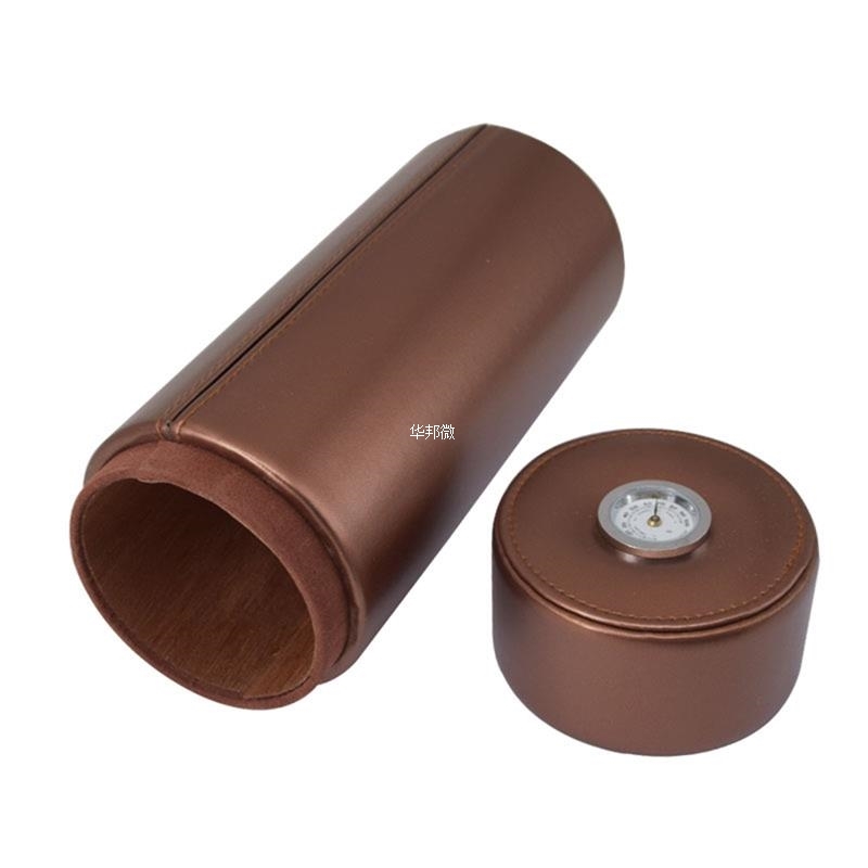 Cigar Container Wood Material And PU Cover Cigar Tube With H - 图2